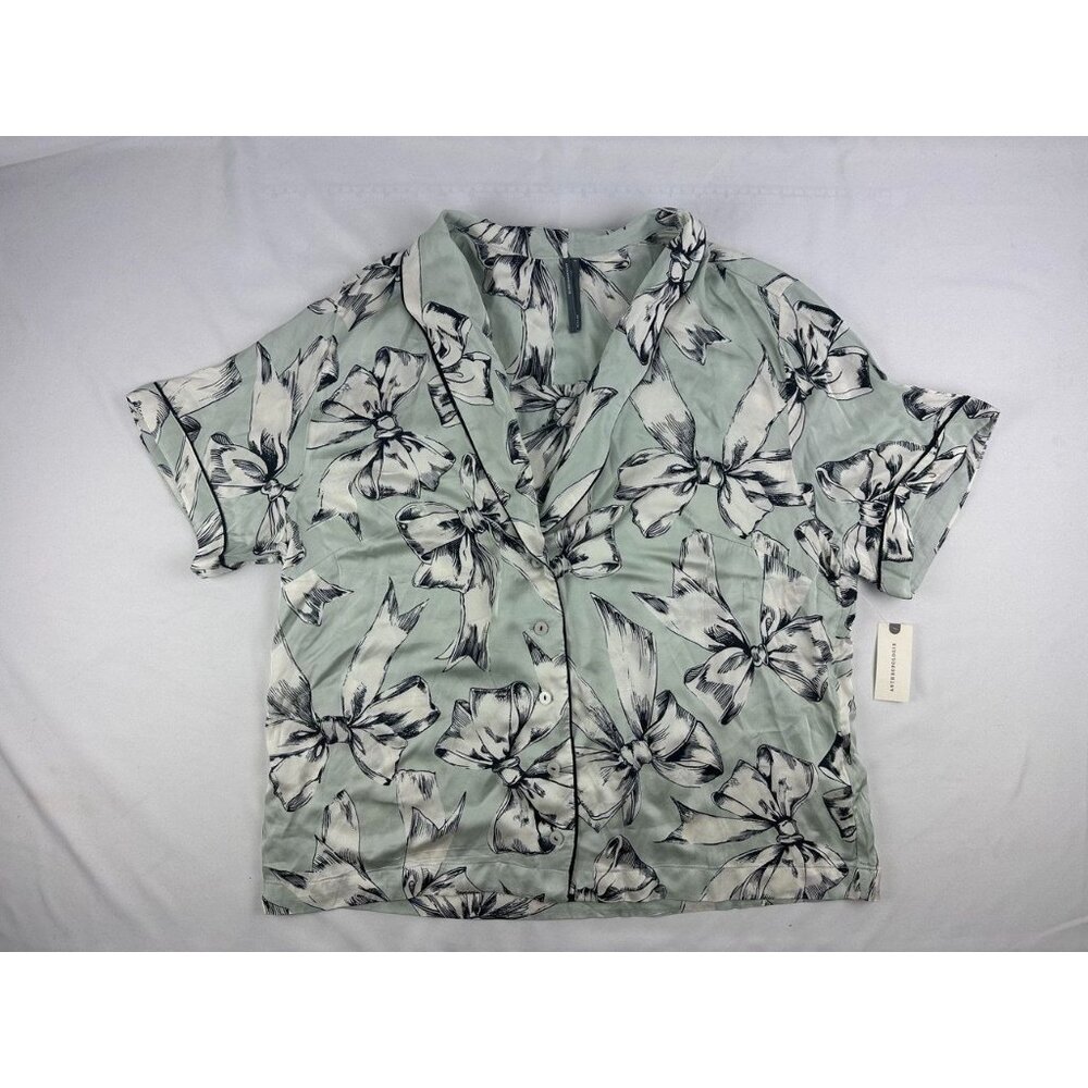 NWT Anthropologie Bow Print Women's Pajama top - Black and White Size Large - Picture 2 of 7